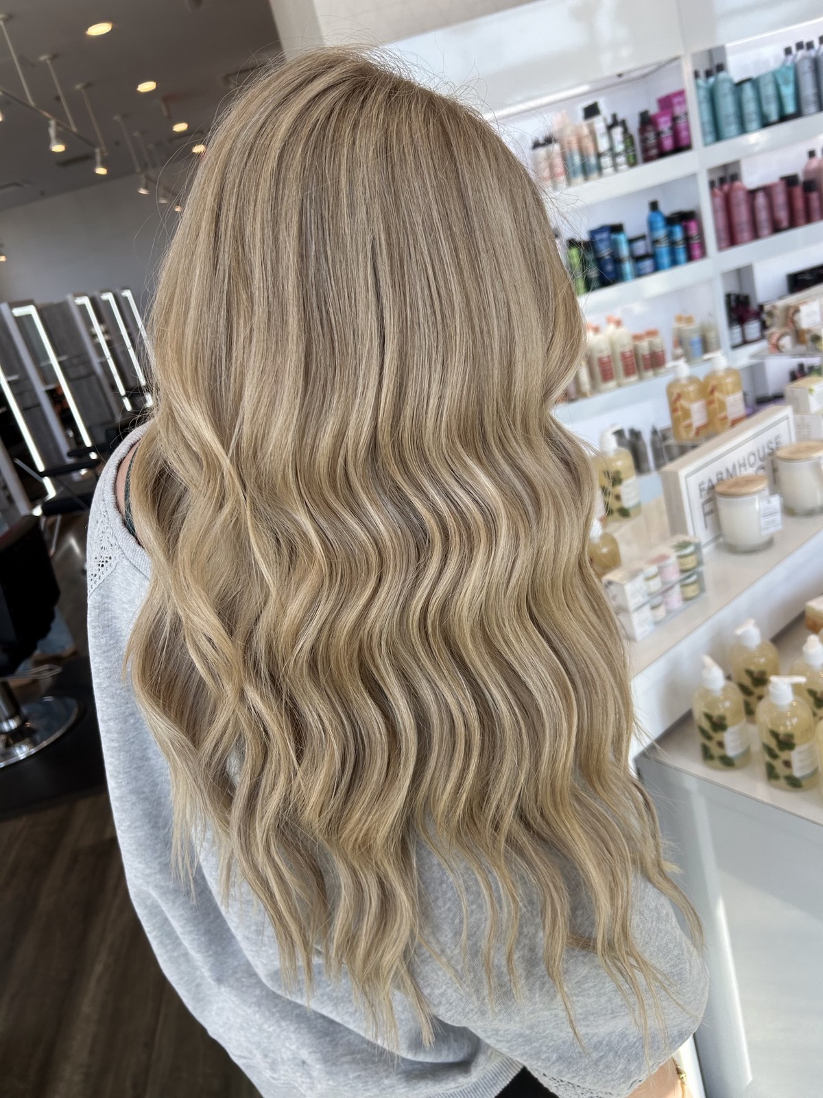 Icy dimensional blonde with soft waves